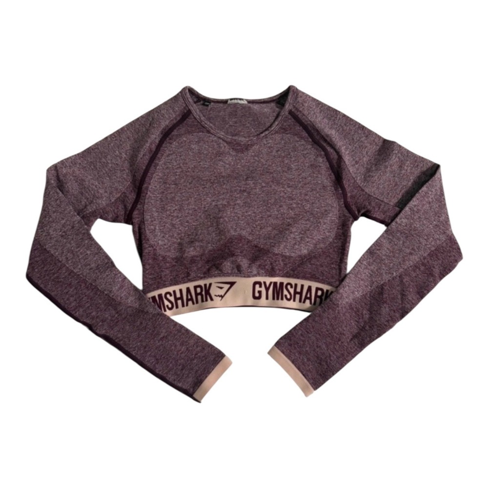 Gymshark Women's Heathered Purple Long Sleeve Crop Top